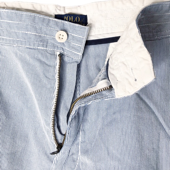 Polo Ralph Lauren Seersucker Cargo Shorts Blue White Stripes Cotton Men’s 38 - Picture 3 of 11